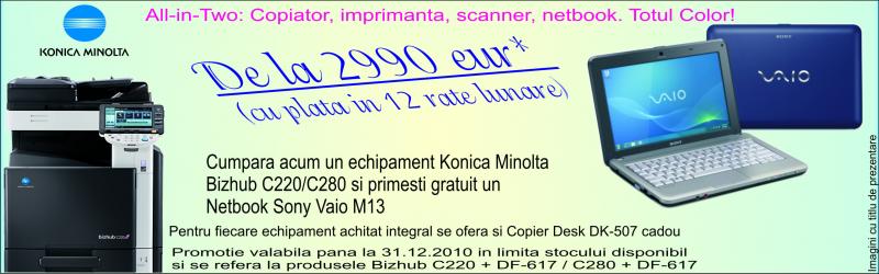 *Pentru orice achizitie cu contract S+M, set complet de tonere C,M,Y,K - BONUS